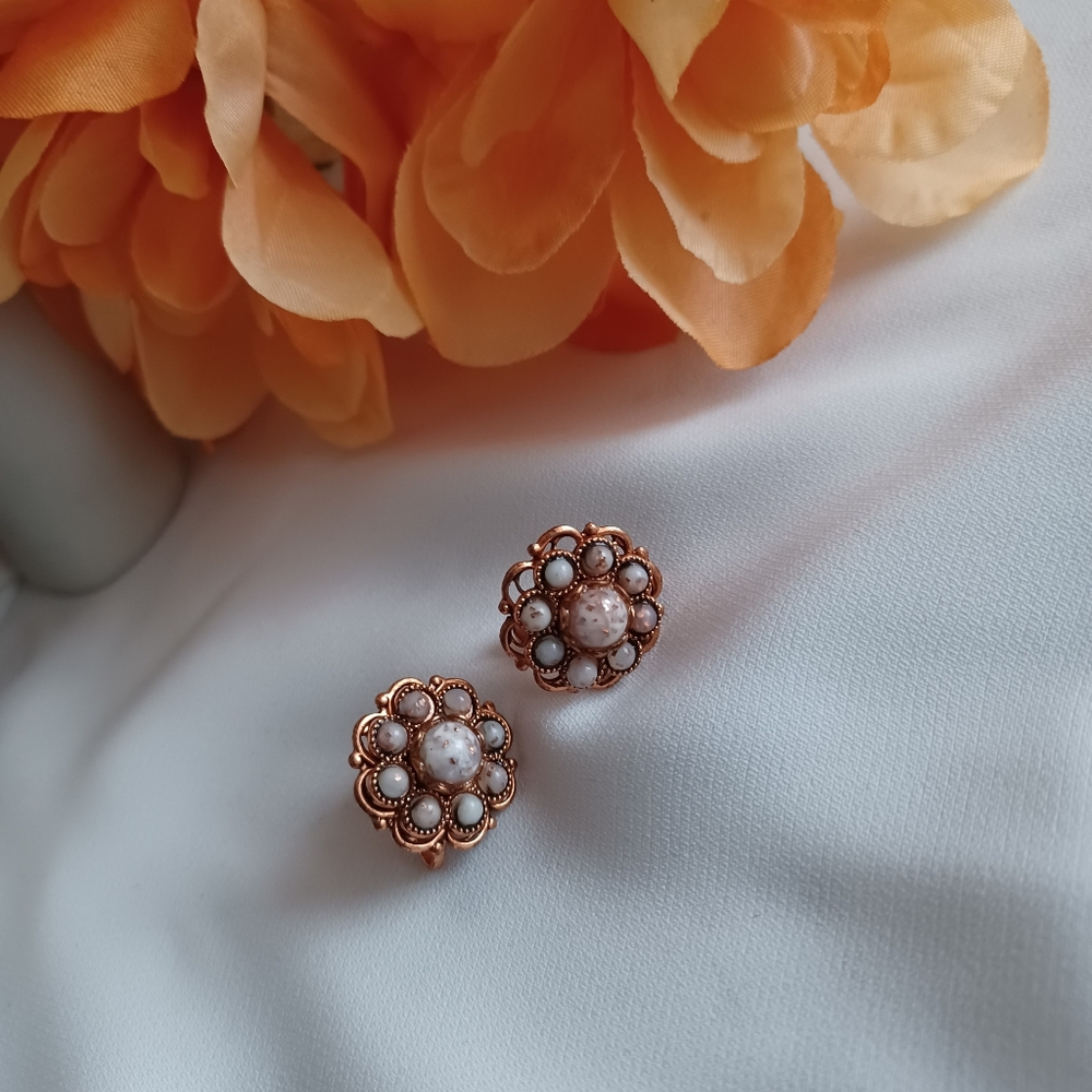 Vintage Copper Flaked Screw Earrings